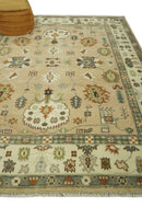 8x10 Camel, Ivory and Gray Hand knotted Oriental Oushak wool area rug