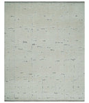 8x10 carved pattern Beige and Gray hand knotted wool rug