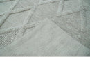 8x10 carved Texture Silver and Charcoal Geometrical hand knotted wool Area rug