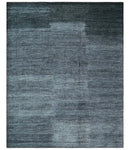 8x10 Charcoal and Silver Blended Hand knotted Bamboo Silk Area Rug