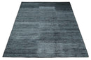 8x10 Charcoal and Silver Blended Hand knotted Bamboo Silk Area Rug