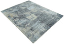 8x10 Charcoal, Beige and Gray Modern Abstract Distressed Finish High Low texture Hand Knotted Rug