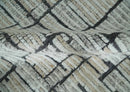 8x10 Contemporary Stripes pattern Beige, Silver and Charcoal Hand knotted wool Area Rug