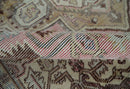 8x10 Distressed Low Pile Hand knotted Beige, Peach and Silver Wool Area Rug