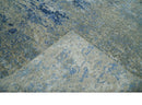 8x10 Fine Blue, Ivory and Beige Hand knotted Abstract wool and Art Silk Area Rug
