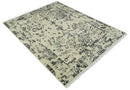 8x10 Fine Hand Knotted Beige and Black Traditional Vintage Persian Antique Wool Rug