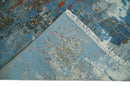 8x10 Fine Hand Knotted Beige and Blue Modern Abstract Style Antique Wool and Silk Area Rug | AGR43
