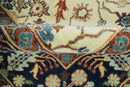 8x10 Fine Hand Knotted Beige and Blue Traditional Oriental Oushak Antique Floral Wool Rug | TRDCP514810