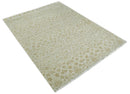 8x10 Fine Hand Knotted Beige and Gold Traditional Vintage Persian Style Antique Silk Rug