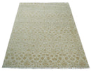 8x10 Fine Hand Knotted Beige and Gold Traditional Vintage Persian Style Antique Silk Rug