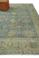 8x10 Fine Hand Knotted Teal and Beige Traditional Vintage Persian Style Mahal Antique Wool Rug | TRDCP496810