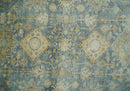 8x10 Fine Hand Knotted Teal and Beige Traditional Vintage Persian Style Mahal Antique Wool Rug | TRDCP496810