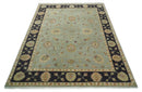 8x10 Fine Hand Knotted Silver and Black Antique Traditional Vintage Persian Wool Rug