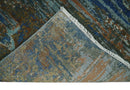 8x10 Fine Hand Knotted Blue and Brown Modern Abstract Wool Area Rug