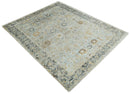 8x10 Fine Hand Knotted Blue and Gold Traditional Turkish Style Bamboo Silk Rug
