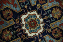 8x10 Fine Hand Knotted Blue, Brown and Ivory Traditional wool Area Rug