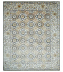 8x10 Fine Hand Knotted Camel and Beige Traditional Vintage Persian Style Antique Silk Rug | TRDCP536810