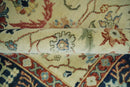 8x10 Fine Hand Knotted Ivory and Blue Traditional Vintage Style Mahal Antique Wool Rug | TRDCP492810