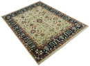 8x10 Fine Hand Knotted Ivory and Blue Traditional Vintage Style Mahal Antique Wool Rug | TRDCP492810