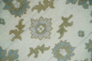 8x10 Fine Hand Knotted Ivory, Gold and Olive Traditional Vintage Antique Oushak Persian Wool Rug | TRDCP902810