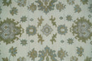 8x10 Fine Hand Knotted Ivory, Gold and Olive Traditional Vintage Antique Oushak Persian Wool Rug | TRDCP902810