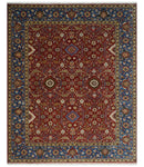 8x10 Fine Hand Knotted Rust and Blue Traditional Vintage Antique Persian Wool Rug | TRDCP851810