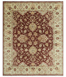 8X10 Fine Hand Knotted Rust And Gold Traditional Design Wool Rug