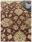 8X10 Fine Hand Knotted Rust And Gold Traditional Design Wool Rug