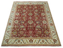 8x10 Fine Hand Knotted Rust and Ivory Traditional Persian Style Antique Wool Rug
