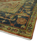 8x10 Gold, Rust and Charcoal Heriz Serapi Traditional Vintage Turkish Style Antique Look Hand Knotted Wool Area Rug | N361810