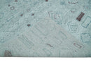 8x10 Gray and Silver Geometrical Pattern Handmade Wool Area Rug