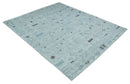 8x10 Gray and Silver Geometrical Pattern Handmade Wool Area Rug