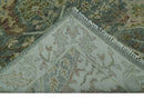 8x10 Gray, Silver and Green Hand Knotted Traditional Large Design wool area rug