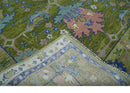 8x10 Green, Blue and Peach Hand Knotted Vibrant Donegal Floral Wool Rug