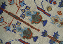 Hand Knotted Antique Ivory, Blue and Gray Traditional Style Oushak Wool Rug