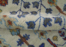 Hand Knotted Antique Ivory, Blue and Gray Traditional Style Oushak Wool Rug