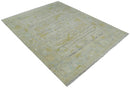 8x10 Hand Knotted Antique Ivory, Silver and Olive Traditional Wool Rug