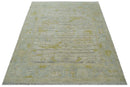 8x10 Hand Knotted Antique Ivory, Silver and Olive Traditional Wool Rug