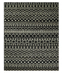 Hand Knotted Black and Ivory Modern Contemporary Southwestern Tribal Trellis Recycled Silk Area Rug