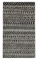 Hand Knotted Black and Ivory Modern Contemporary Southwestern Tribal Trellis Recycled Silk Area Rug