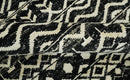 Hand Knotted Black and Ivory Modern Contemporary Southwestern Tribal Trellis Recycled Silk Area Rug