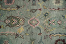 Antique Hand Knotted Green and Pink Traditional Oushak Multi Size Wool Area Rug