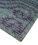 5x8 and 8x10 Hand Knotted  Blue, Gray and Purple Modern Contemporary Southwestern Tribal Recycled Silk Area Rug