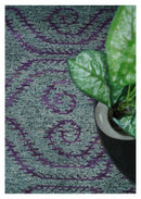 5x8 and 8x10 Hand Knotted  Blue, Gray and Purple Modern Contemporary Southwestern Tribal Recycled Silk Area Rug