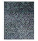 5x8 and 8x10 Hand Knotted  Blue, Gray and Purple Modern Contemporary Southwestern Tribal Recycled Silk Area Rug