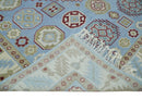8x10 Hand Knotted Blue, Ivory, Beige and Rust Traditional Persian Oushak Wool Rug | AC8810
