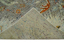 8x10 Hand Knotted Blue, Silver and Beige Persian Recycled Silk Area Rug