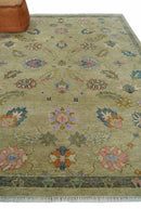 8x10 Hand Knotted  Brown and Olive Traditional Vintage Persian Oushak Antique Wool Rug | TRDCP962810