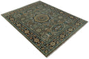 8x10 Hand Knotted Brown, Black and Silver Traditional Mamlook Design Wool Rug