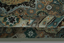 8x10 Hand Knotted Brown, Black and Silver Traditional Mamlook Design Wool Rug